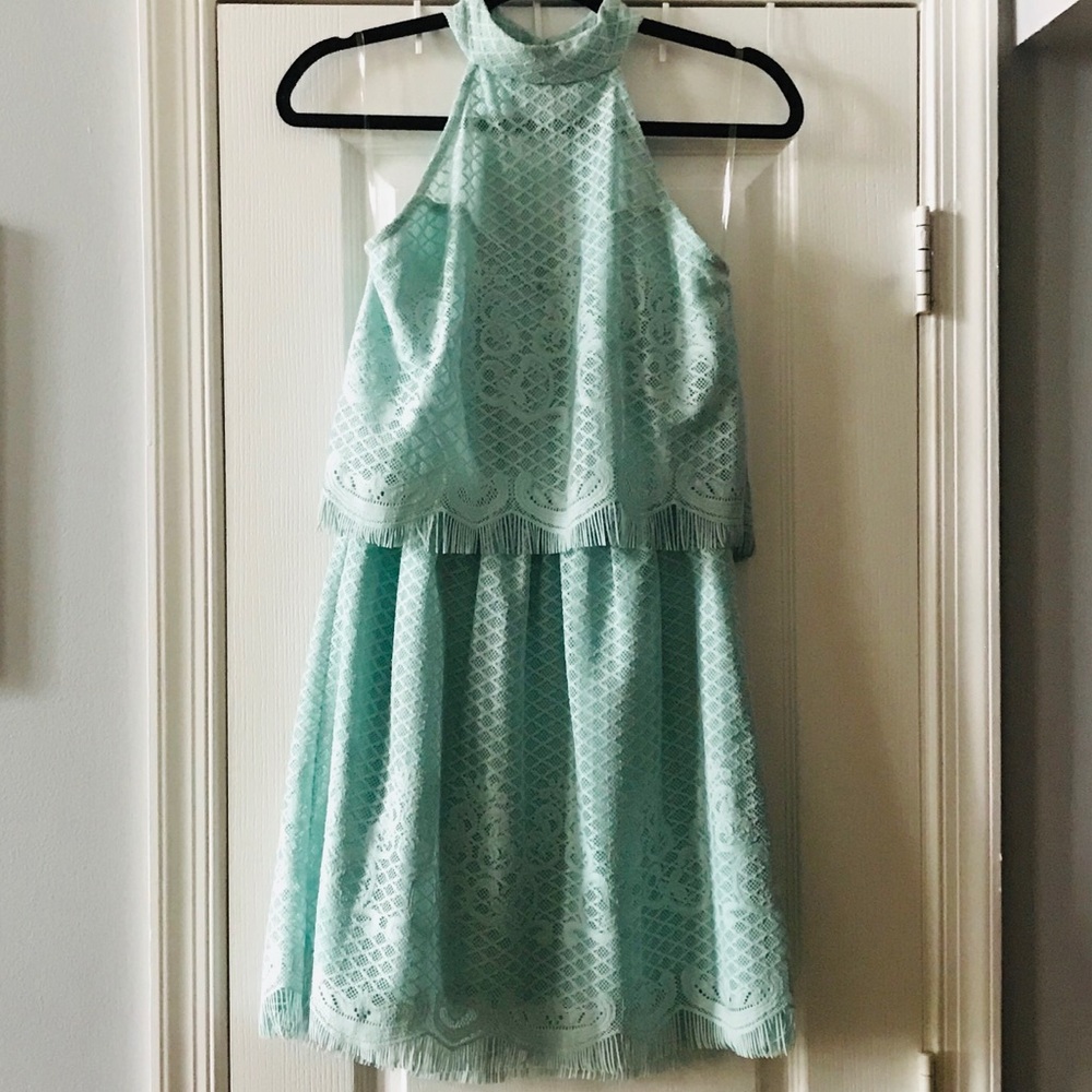 NWT!! Brand new lace tiered dress with high neck🌸